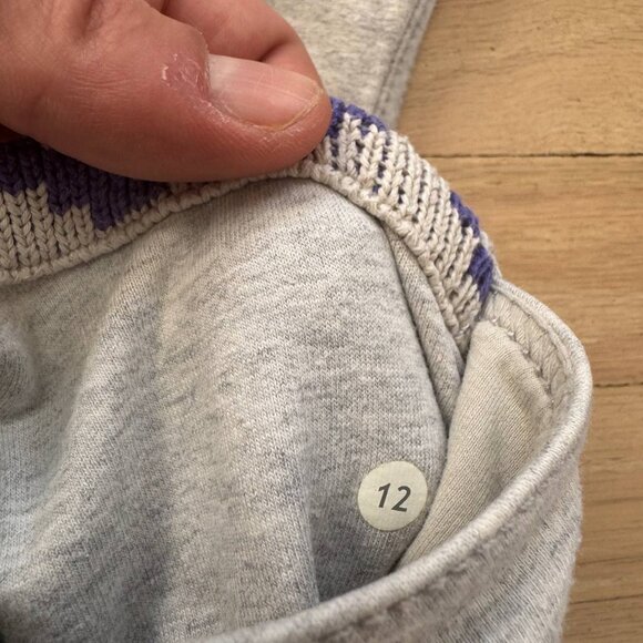 Lululemon Special Edition Fair Isle Scuba Hoodie Purple-Gray Knit Panels Size 12 - Picture 5 of 9